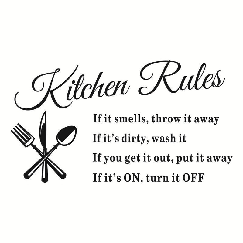 Kitchen Rules Removable Vinyl Wall Stickers Mural Decal Quotes Art Home Decor