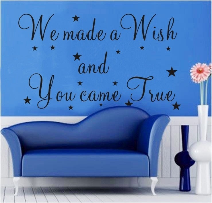 New Brand   "we made a wish" Engraving PVC Vinly wall sticker wall decal for livingroom bedroom