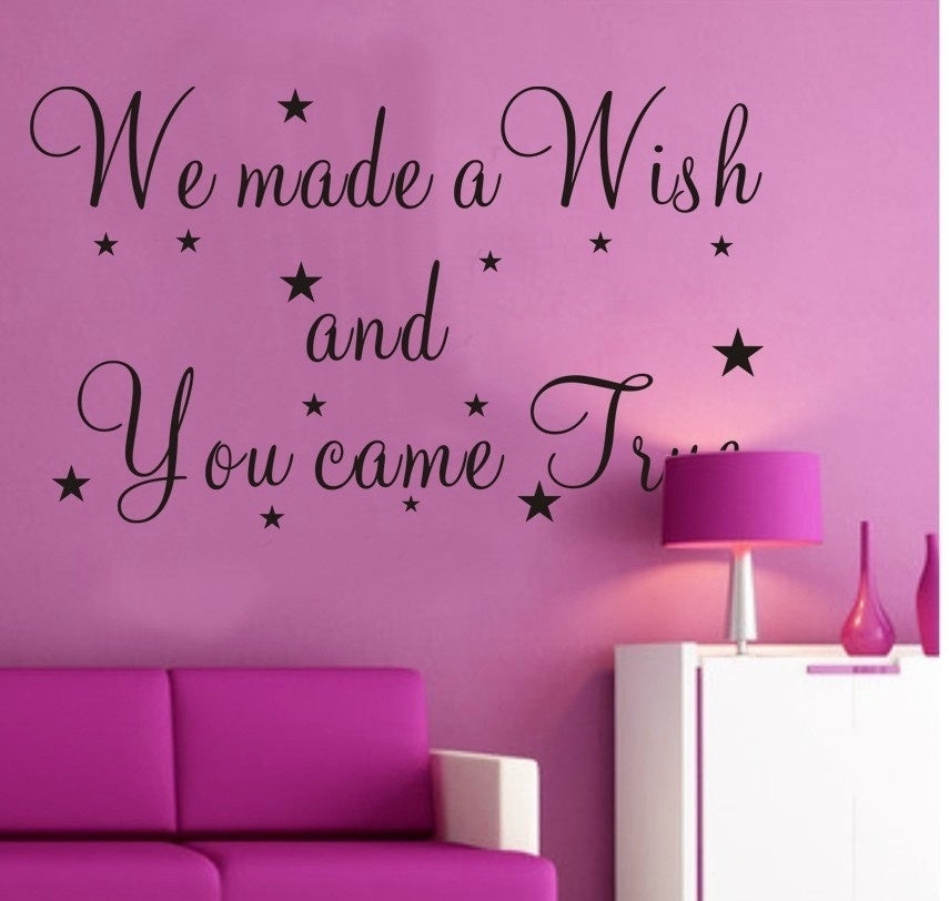 New Brand   "we made a wish" Engraving PVC Vinly wall sticker wall decal for livingroom bedroom