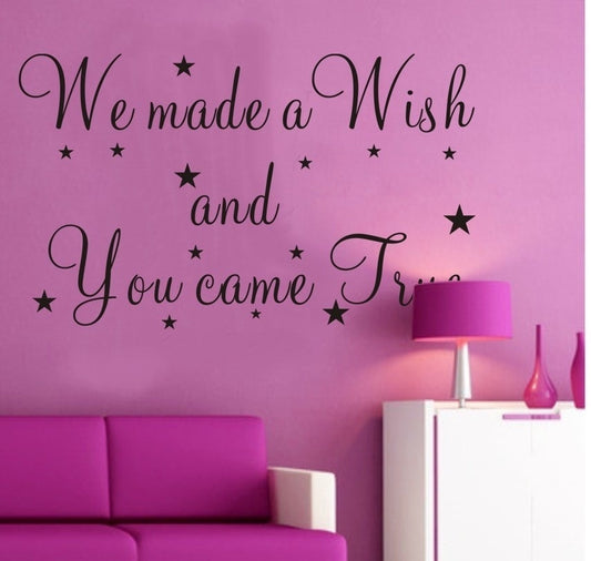 New Brand   "we made a wish" Engraving PVC Vinly wall sticker wall decal for livingroom bedroom