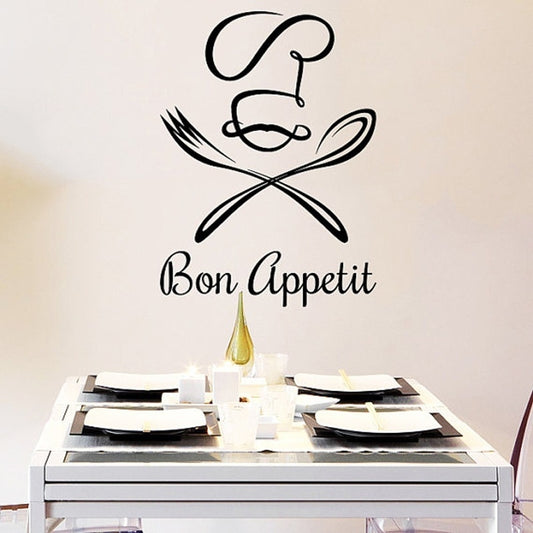 High-quality  Wall Vinyl Sticker Decals Chef Hat Bon Appetit Cafe Kitchen Decor Dining Room Murals Window