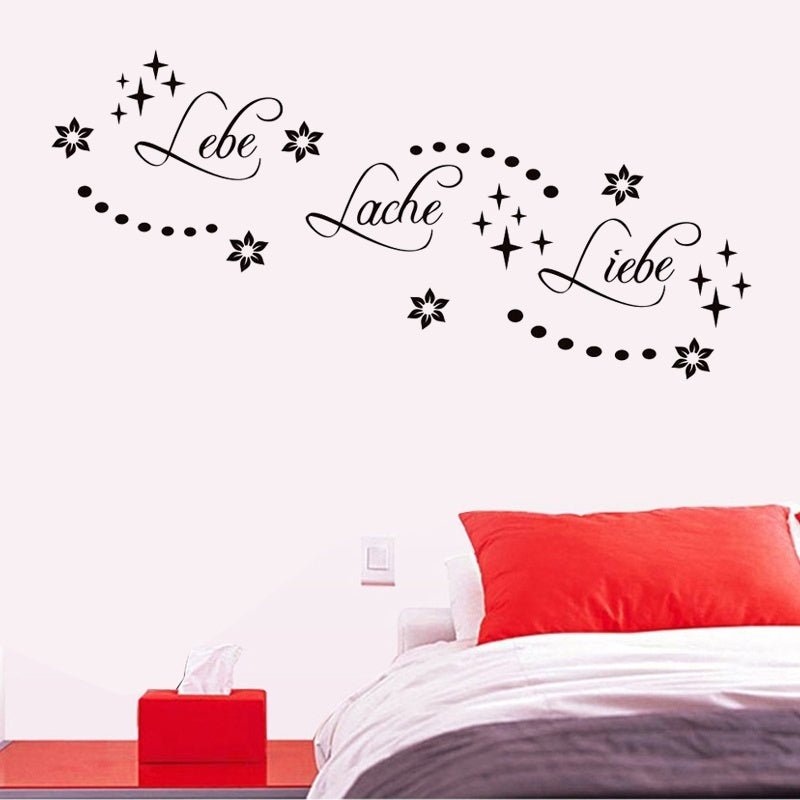 Wandtattoo Lebe Lache Liebe Wandsticker Deko Blumen Aufkleber