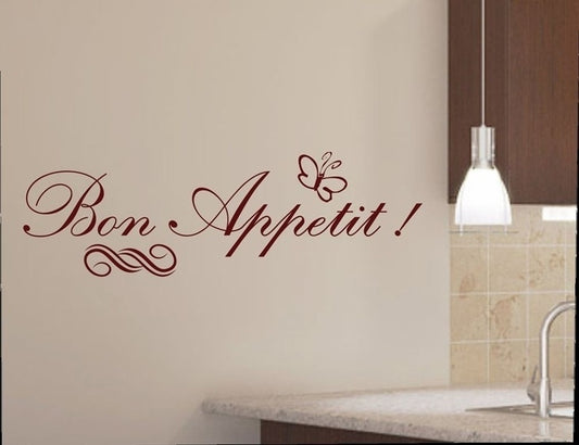 Fashion   Removable "Bon Appetit" Wall sticker Home Decor sticker for kitchen