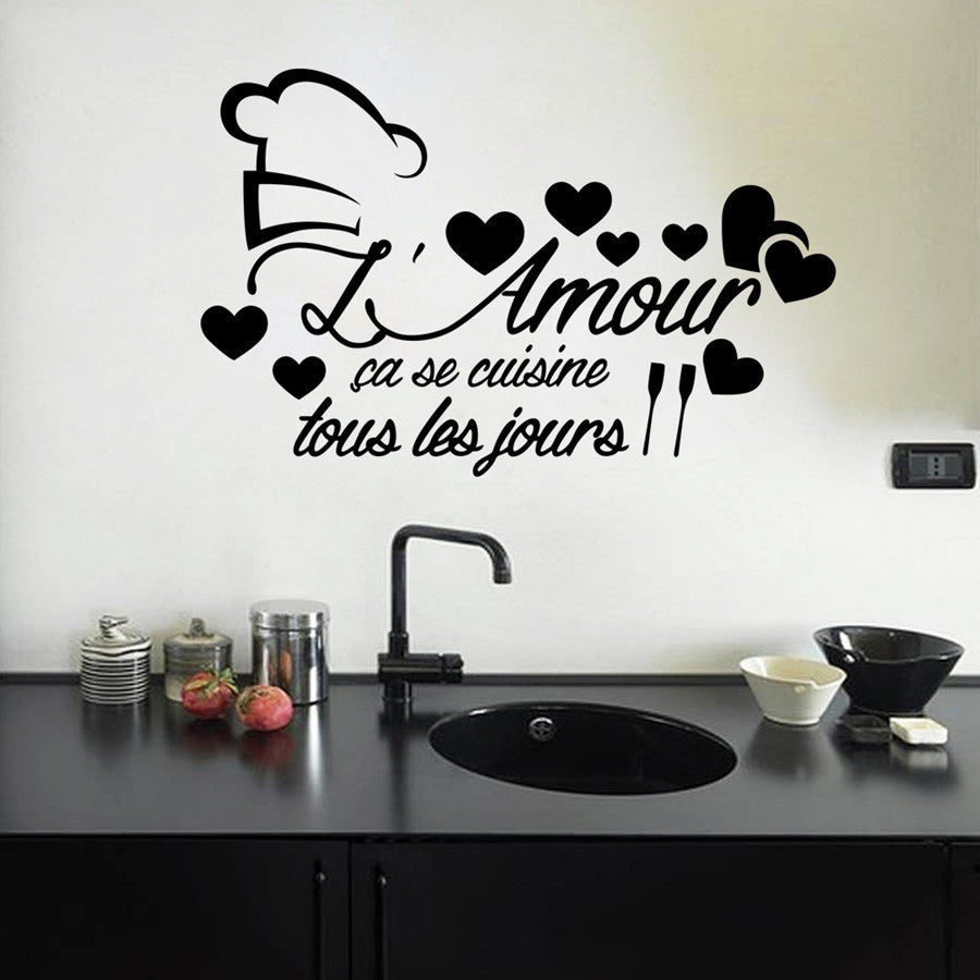 Stickers Muraux Wall Decal L'amour Ça Se Cuisine