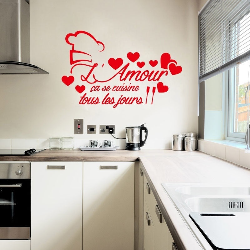 Stickers Muraux Wall Decal L'amour Ça Se Cuisine
