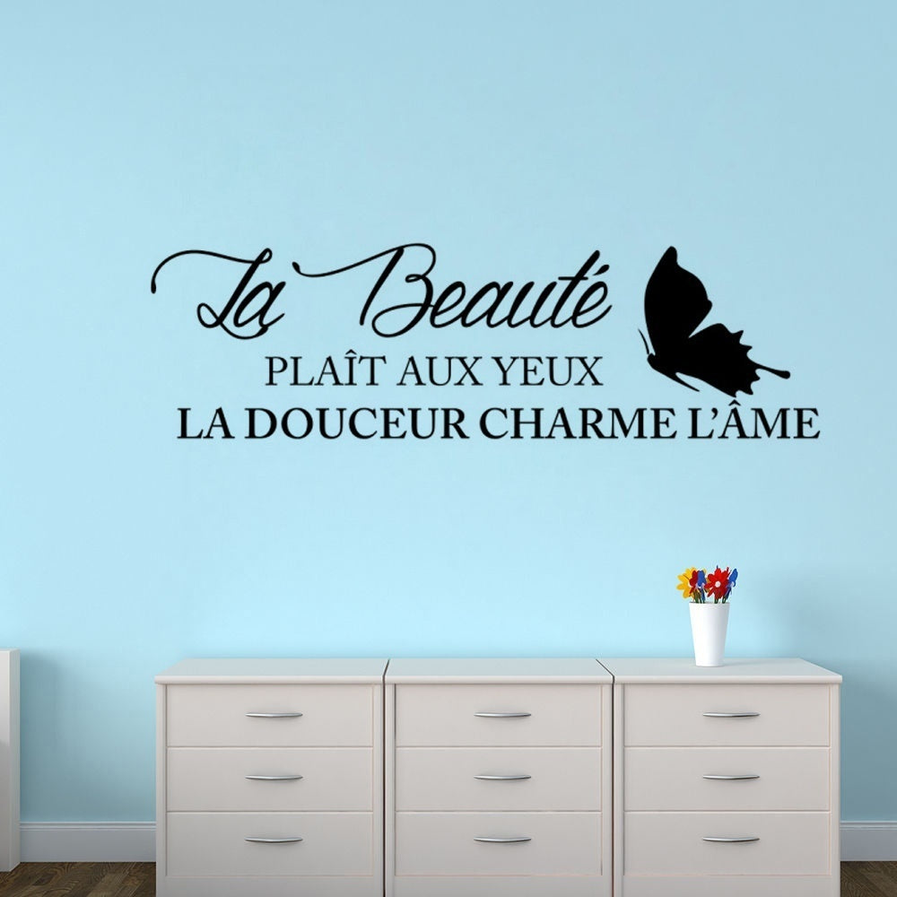 New Fashion   French quote wall sticker home decoration family quote wallpaper