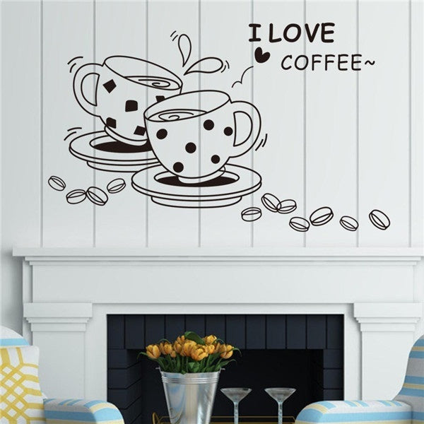 Hot I Love Coffee Home Decor Art Vinyl Removable Wall Stickers Mural Decals