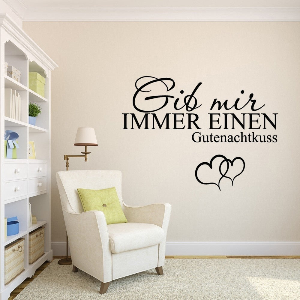 New Brand Gib Mir Immer Einen Gutenachtkuss Wansticker Wandtattoo Ziat Kunst