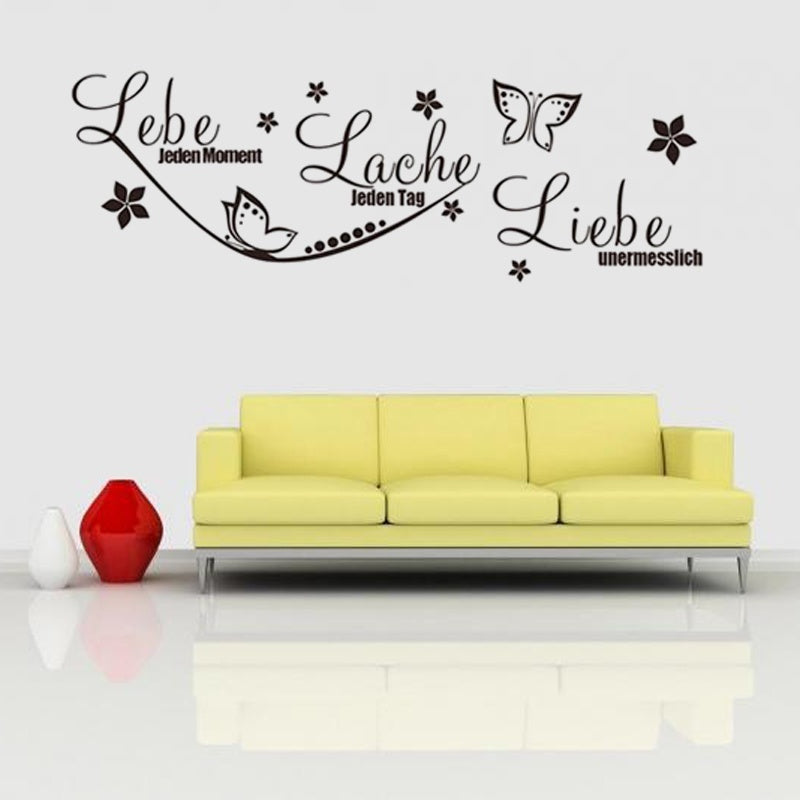 Fashion  Aufkleber WANDTATTOO Lebe Lache Liebe Wandaufkleber Schmetterlinge Blumen