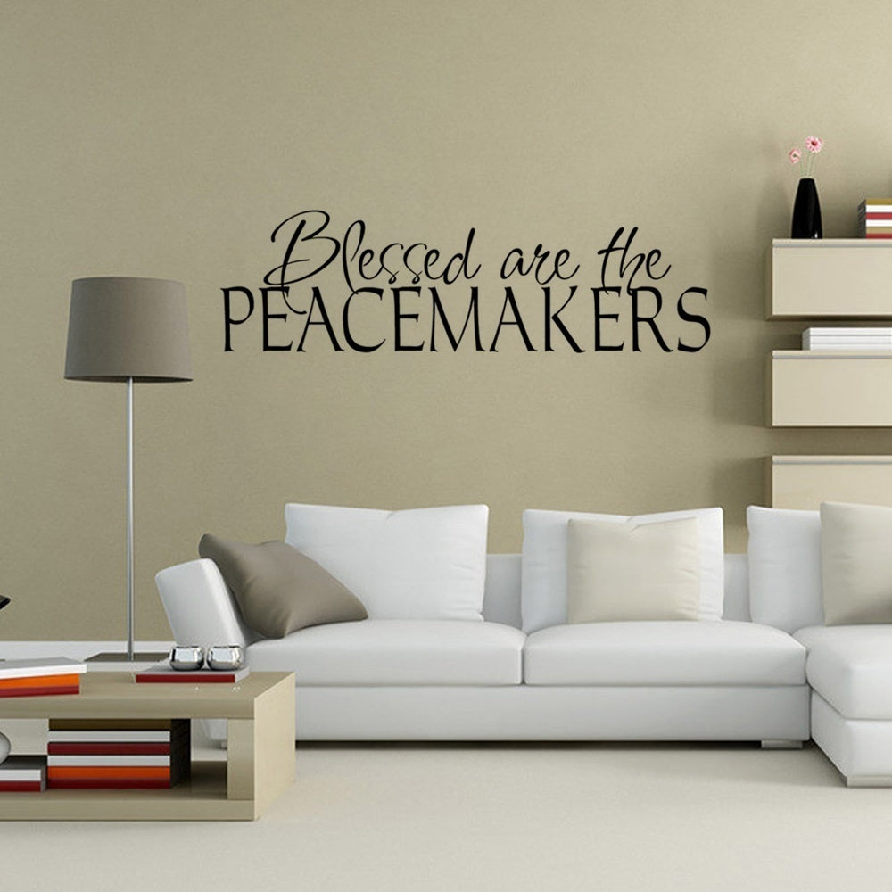 New Hot  " Blessed Are The Peacemakers" Wall Sticker English Quote Wall Art for Bedroom