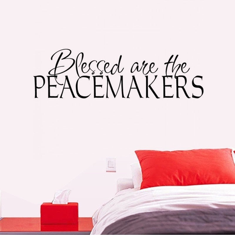 New Hot  " Blessed Are The Peacemakers" Wall Sticker English Quote Wall Art for Bedroom