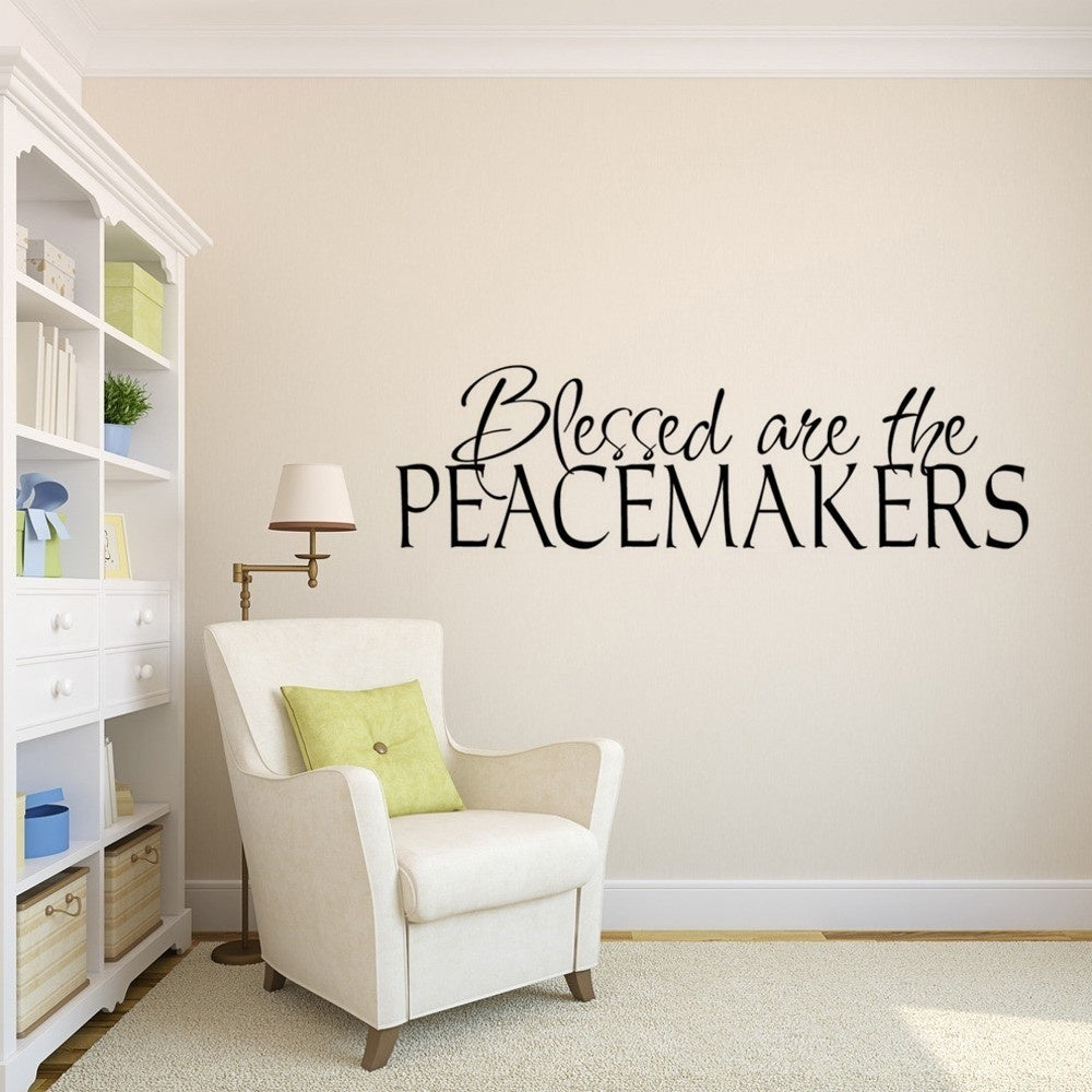 New Hot  " Blessed Are The Peacemakers" Wall Sticker English Quote Wall Art for Bedroom