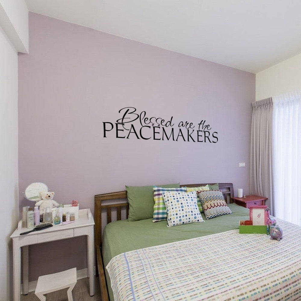 New Hot  " Blessed Are The Peacemakers" Wall Sticker English Quote Wall Art for Bedroom