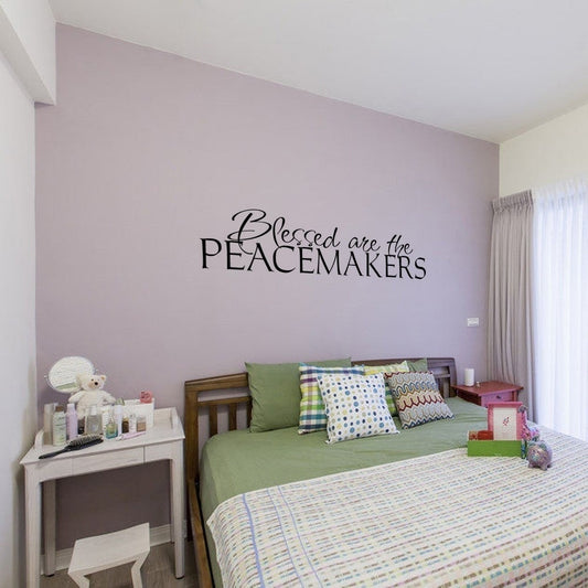 New Hot  " Blessed Are The Peacemakers" Wall Sticker English Quote Wall Art for Bedroom