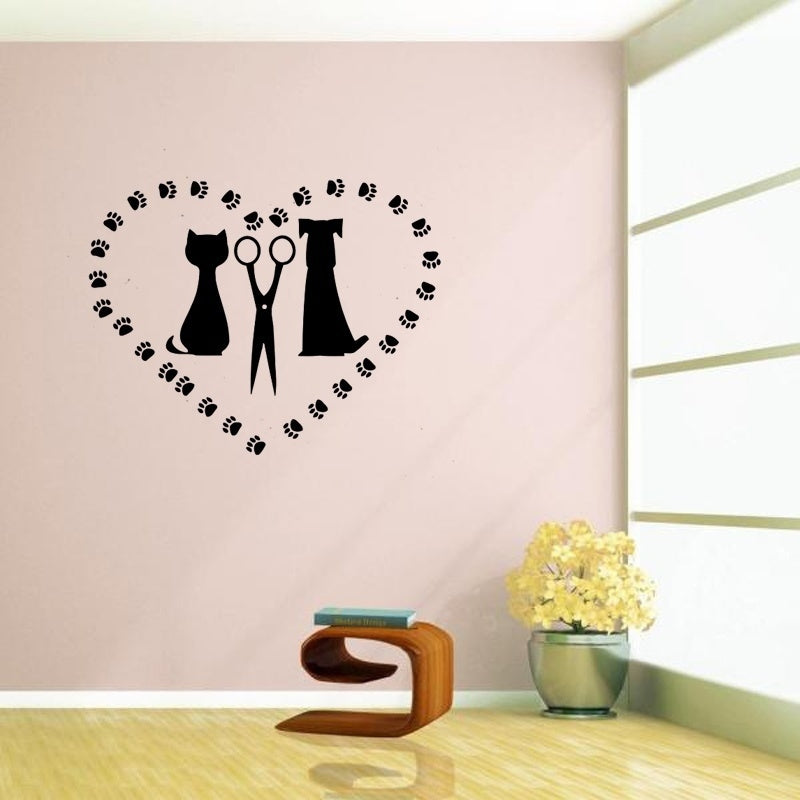 Hot   Dog Grooming Salon DecalSticker Pet Shop Window Decor