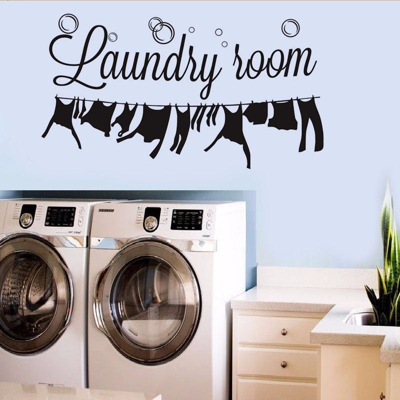 High-quality  Solid Color  Wall Arts Home Decor Bathroom Laundry Signs Laundry Room Removable Wallpaper Wall Sticker Window Stickers