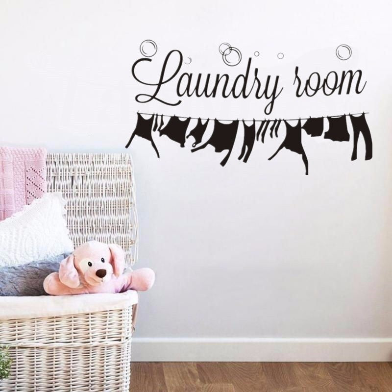 High-quality  Solid Color  Wall Arts Home Decor Bathroom Laundry Signs Laundry Room Removable Wallpaper Wall Sticker Window Stickers