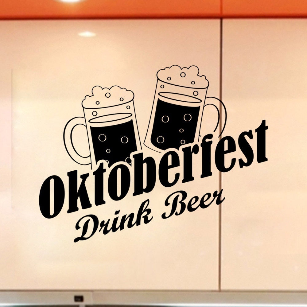 New Brand Oktoberfest Drink Beer Vinyl Kitchen Wall Stickers Utensils Cutlery Restaurant Removable Wall Sticker Home Decoration