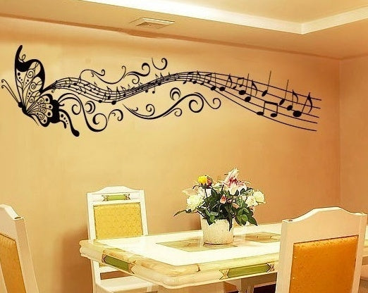 2018 NEW   Classical Music Butterfly Room Decor Art Decals Vinyl Art Removable Wall Sticker