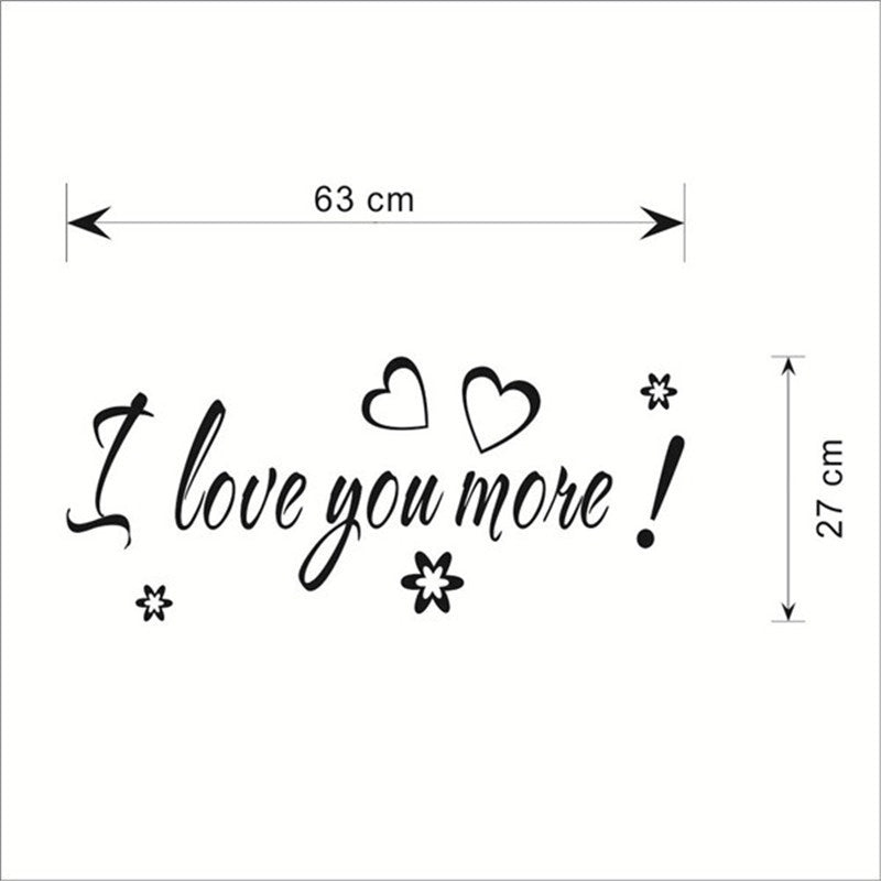New Hot  I LOVE YOU MORE! Vinyl Wall Love Cute Romantic Quotes Saying Decal Sticker