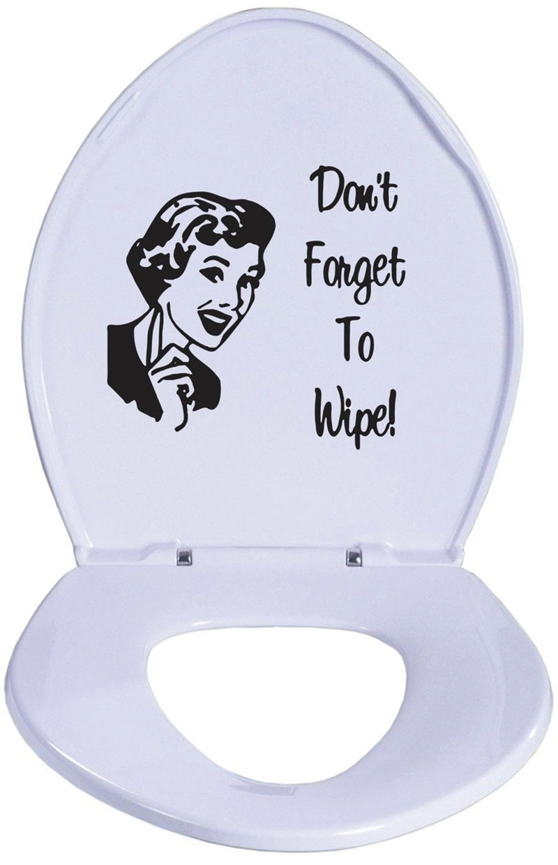 New Brand   Bathroom Toilet Decal Don't Forget To Wipe Toilet Seat Decal Vinyl Carving Decal Sticker for Toilet Decoration