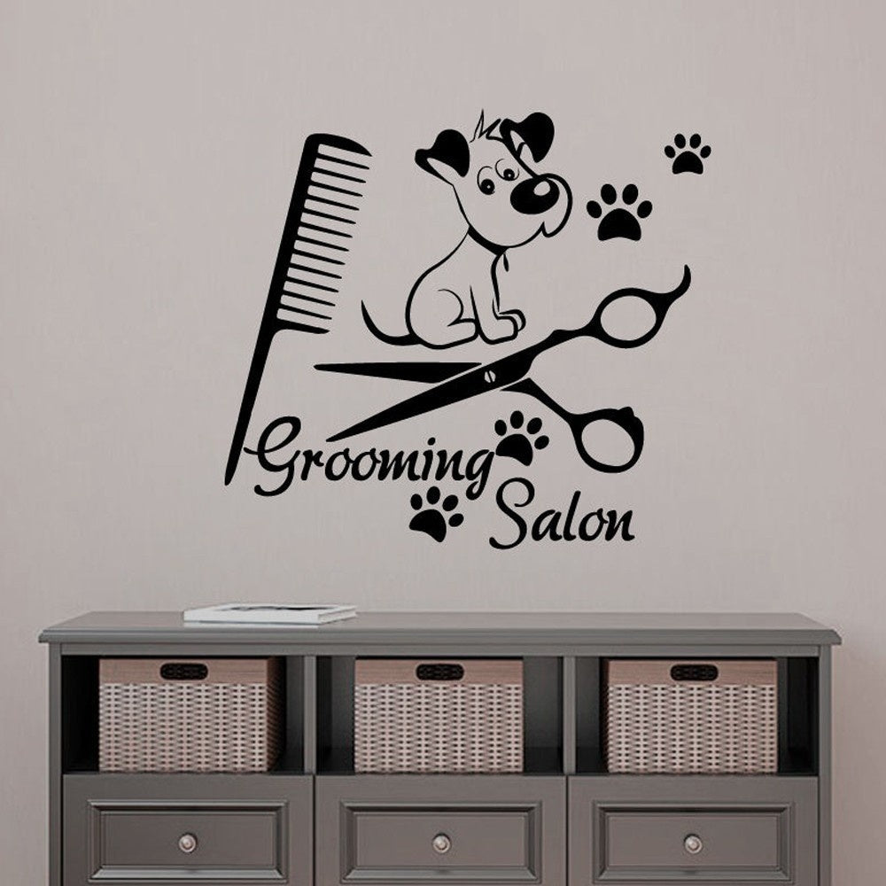 High-quality  Wall Decal Grooming Salon Decals Pet Dog Scissor Vinyl Sticker Mural Decor