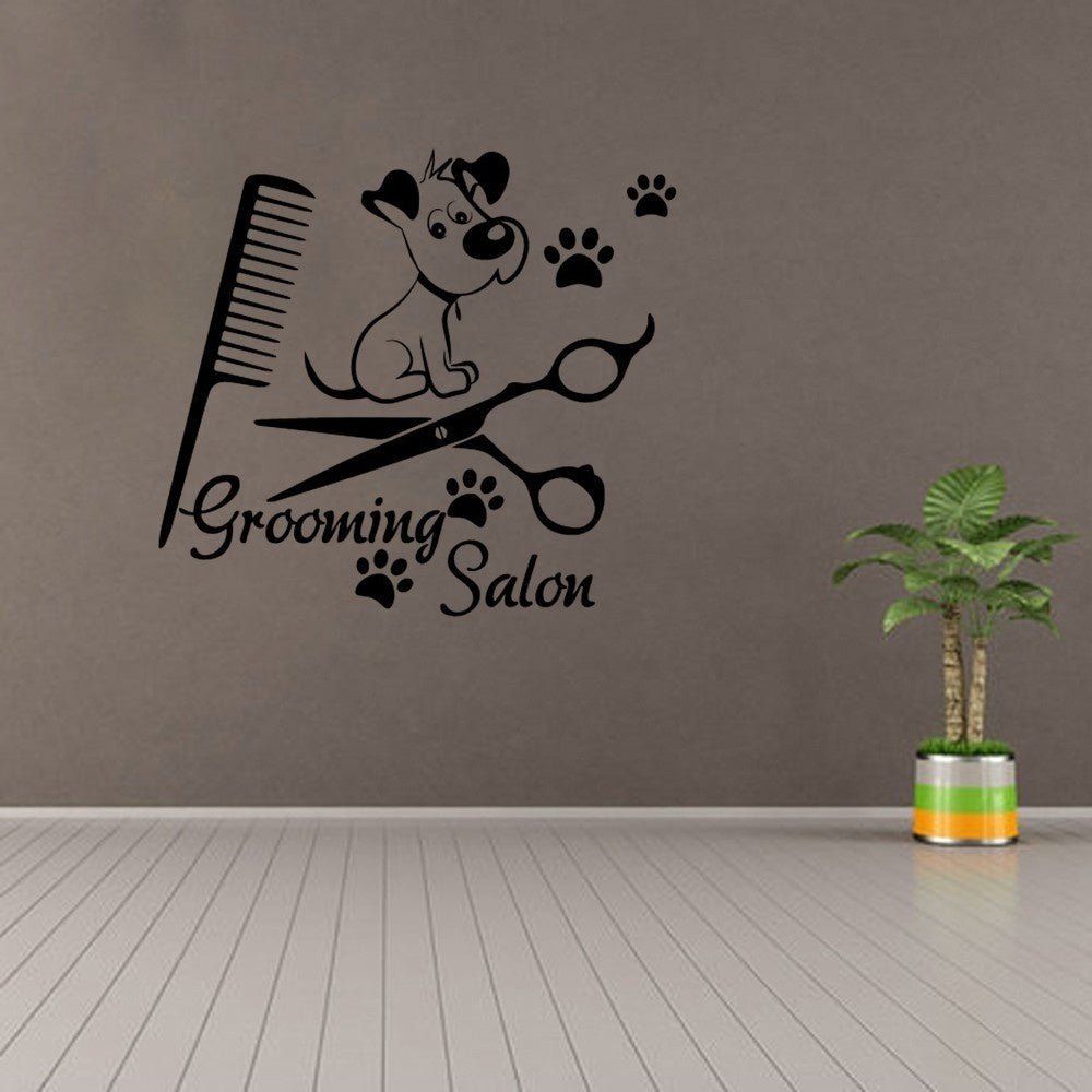 High-quality  Wall Decal Grooming Salon Decals Pet Dog Scissor Vinyl Sticker Mural Decor