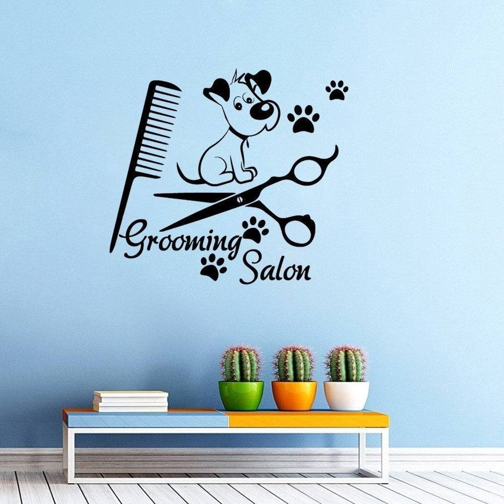 High-quality  Wall Decal Grooming Salon Decals Pet Dog Scissor Vinyl Sticker Mural Decor