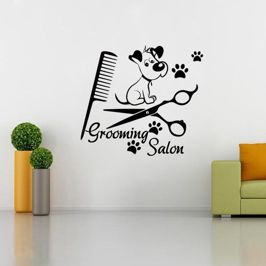 High-quality  Wall Decal Grooming Salon Decals Pet Dog Scissor Vinyl Sticker Mural Decor