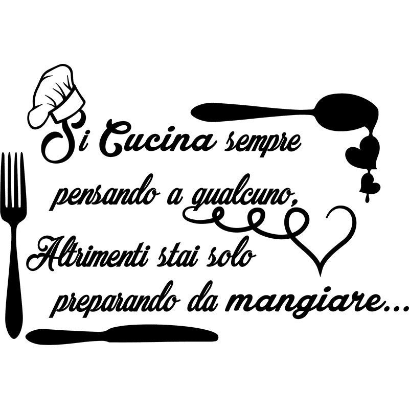 New Fashion  grandi adesivi murali cucina Si cucina sempre-(80cmx55cm)