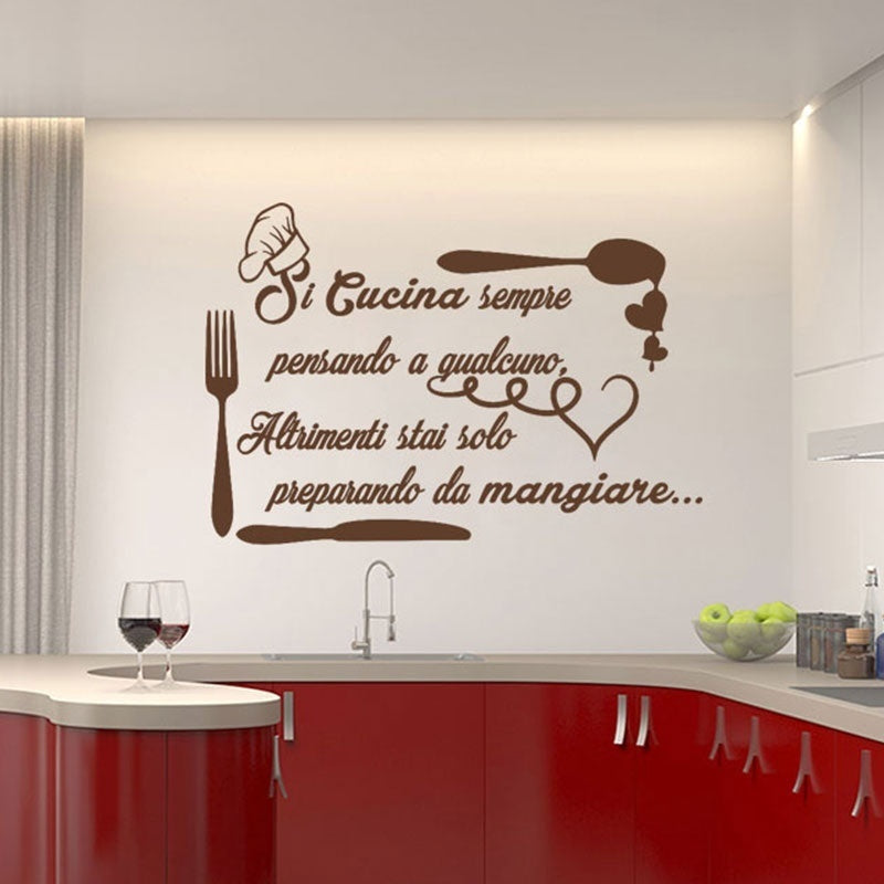 New Fashion  grandi adesivi murali cucina Si cucina sempre-(80cmx55cm)