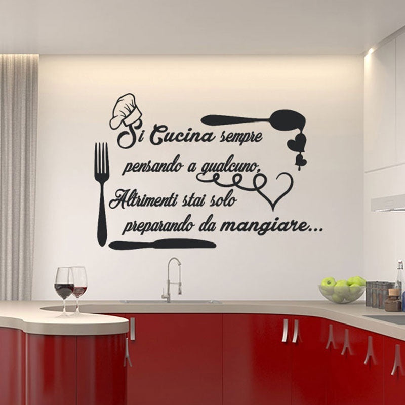 New Fashion  grandi adesivi murali cucina Si cucina sempre-(80cmx55cm)