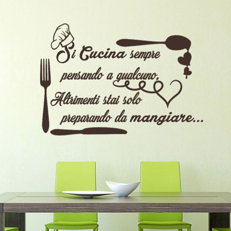New Fashion  grandi adesivi murali cucina Si cucina sempre-(80cmx55cm)