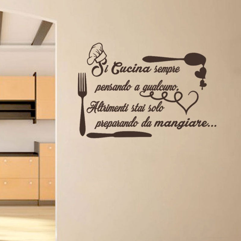 New Fashion  grandi adesivi murali cucina Si cucina sempre-(80cmx55cm)
