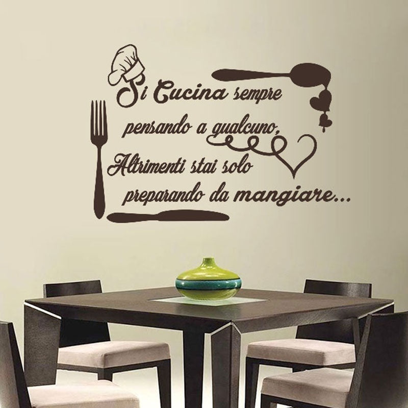 New Fashion  grandi adesivi murali cucina Si cucina sempre-(80cmx55cm)