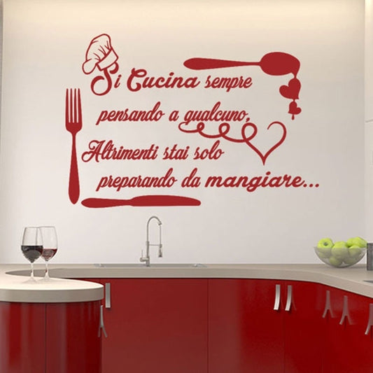 New Fashion  grandi adesivi murali cucina Si cucina sempre-(80cmx55cm)
