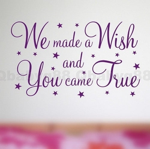 New Fashion "we made a wish" Engraving PVC Vinly wall sticker wall decal for livingroom bedroom