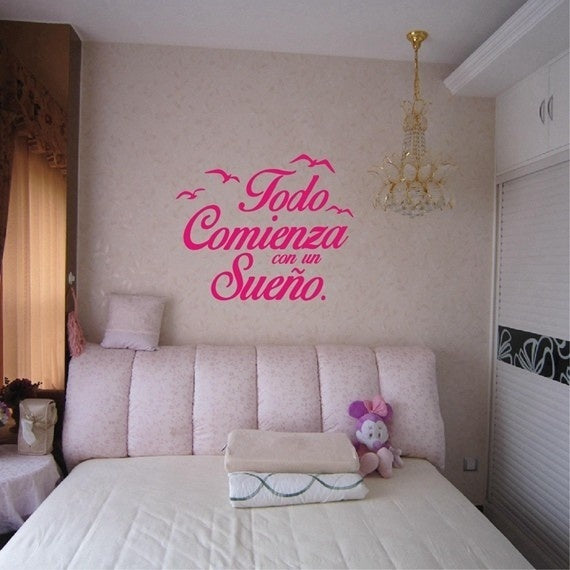 New Hot  Wall Stickers Spanish Quote  Birds Letterings Wall Decals Wall Art Home Decor