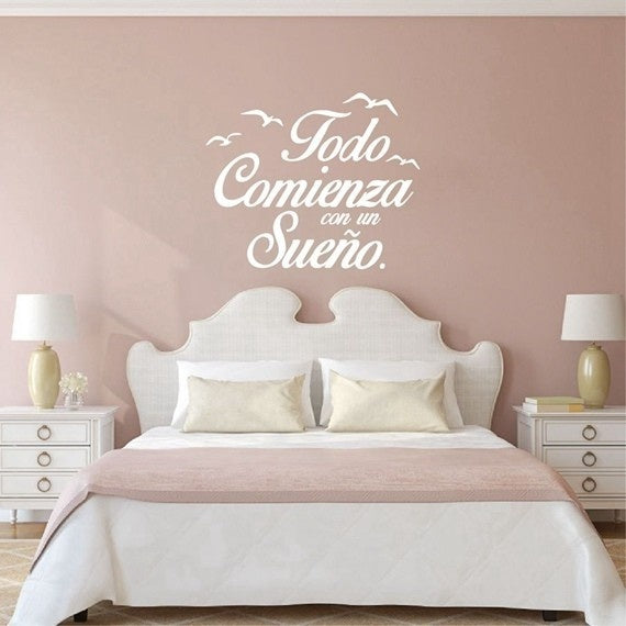 New Hot  Wall Stickers Spanish Quote  Birds Letterings Wall Decals Wall Art Home Decor