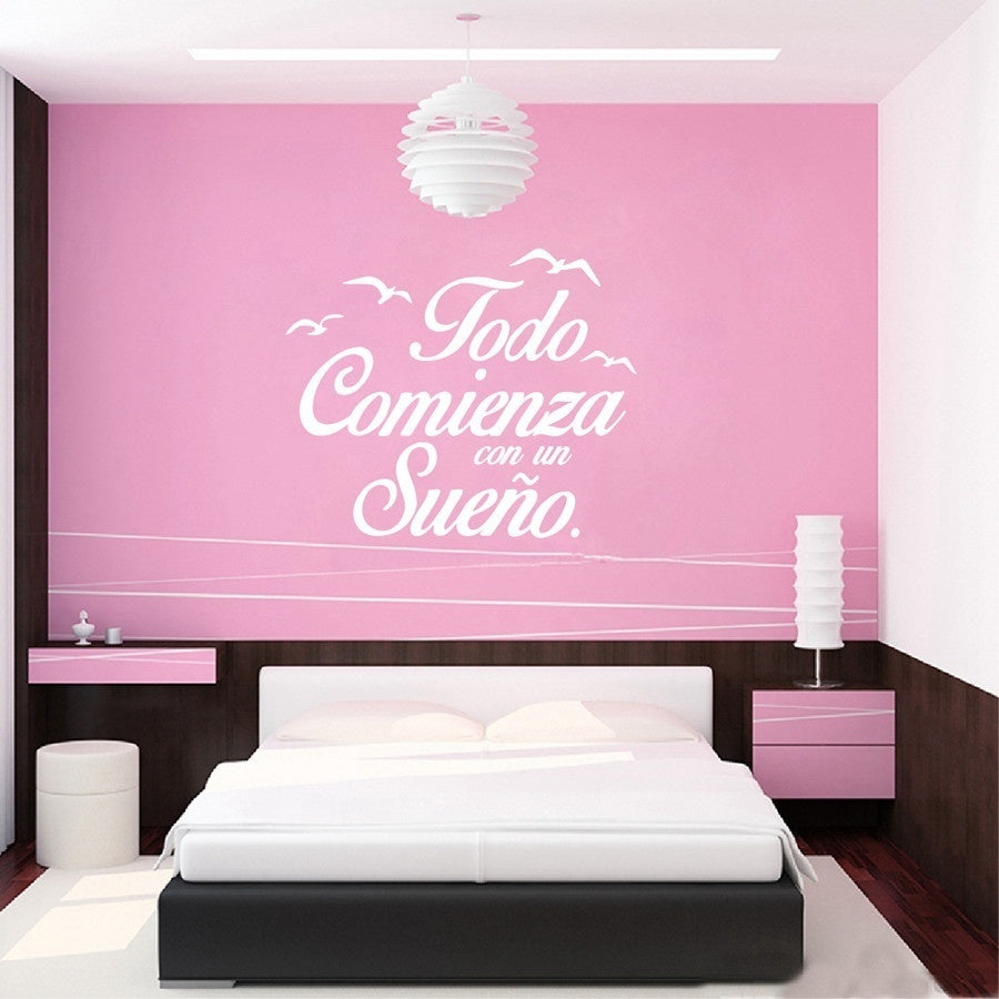New Hot  Wall Stickers Spanish Quote  Birds Letterings Wall Decals Wall Art Home Decor