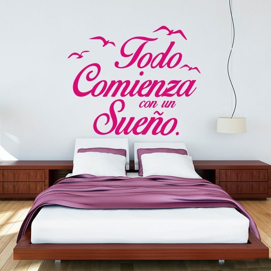 New Hot  Wall Stickers Spanish Quote  Birds Letterings Wall Decals Wall Art Home Decor