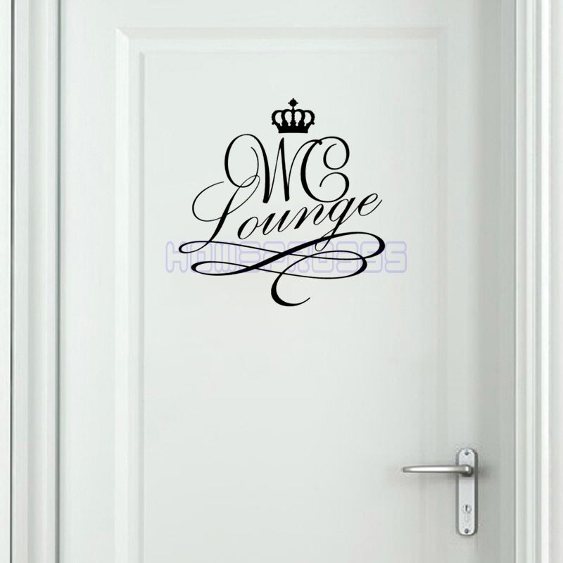 High-quality  Black Crown English Lounge WC DIY Removable Toliet Sticker Art Vinyl Wall Sticker Decal Mural Home Decoration