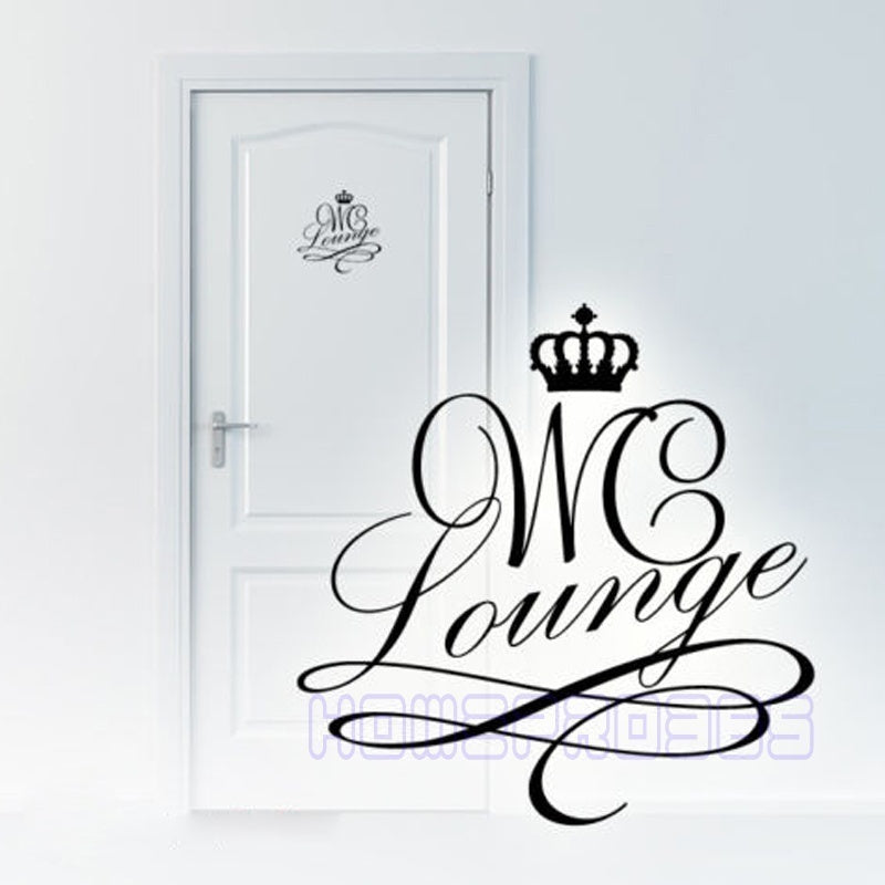 High-quality  Black Crown English Lounge WC DIY Removable Toliet Sticker Art Vinyl Wall Sticker Decal Mural Home Decoration