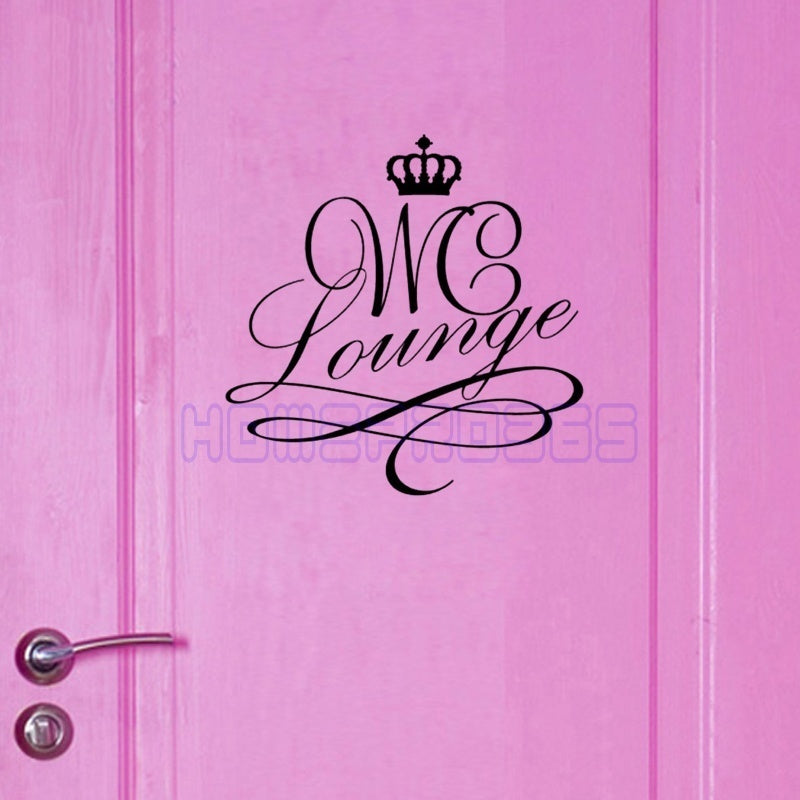 High-quality  Black Crown English Lounge WC DIY Removable Toliet Sticker Art Vinyl Wall Sticker Decal Mural Home Decoration