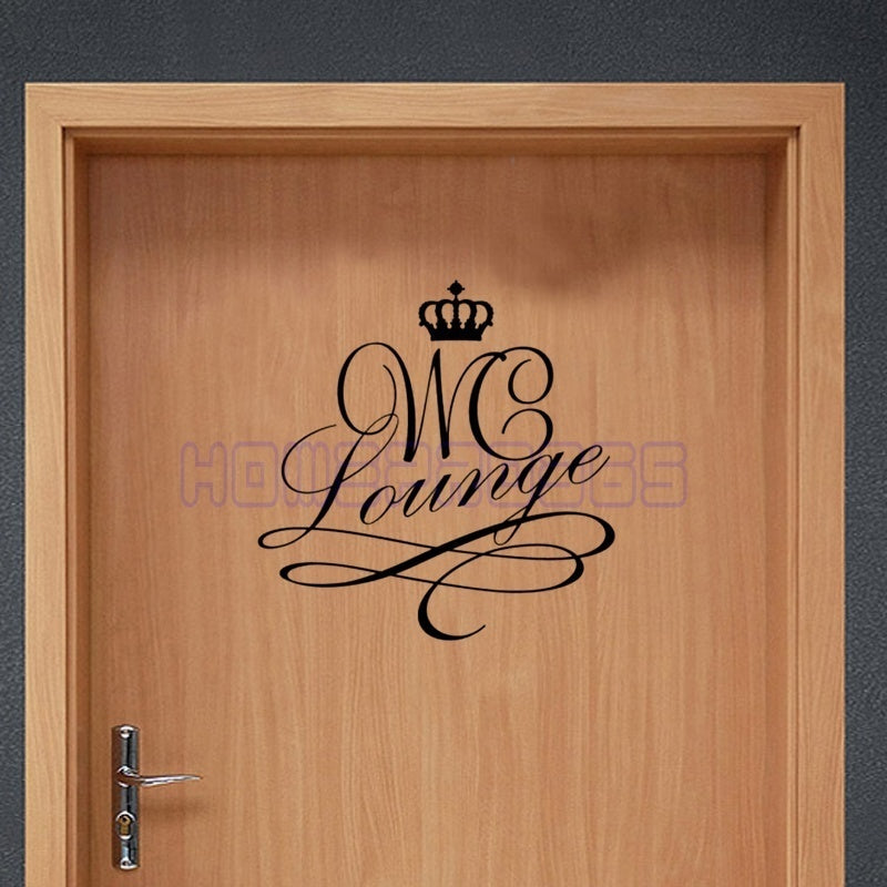 High-quality  Black Crown English Lounge WC DIY Removable Toliet Sticker Art Vinyl Wall Sticker Decal Mural Home Decoration