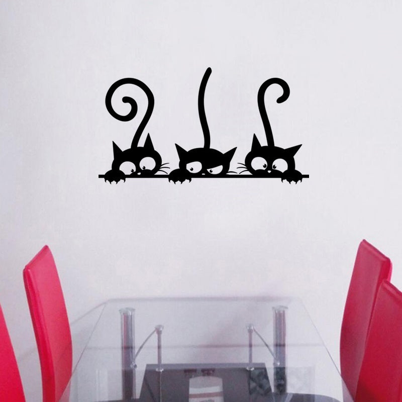 New Fashion   Stickers Three Kittens Cats Vinyl Wall Sticker Mural Fridge Wall Decals