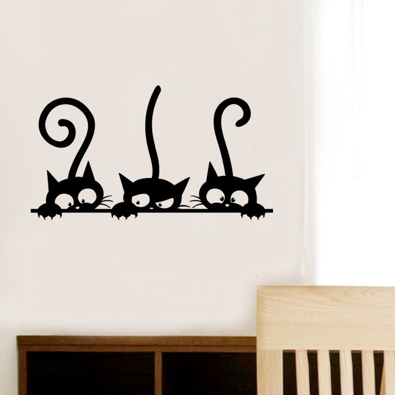 New Fashion   Stickers Three Kittens Cats Vinyl Wall Sticker Mural Fridge Wall Decals