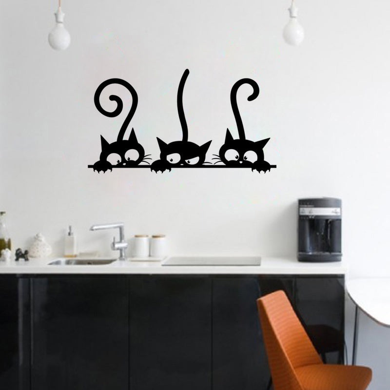 New Fashion   Stickers Three Kittens Cats Vinyl Wall Sticker Mural Fridge Wall Decals