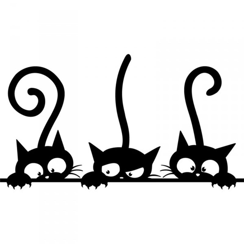 New Fashion   Stickers Three Kittens Cats Vinyl Wall Sticker Mural Fridge Wall Decals