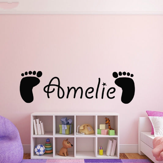 New Brand Personalized Custom Name Children's Feet Baby Wall Art Stickers Wall Decal Home DIY Decoration Wall Mural Removable Room Decor Wall Stickers